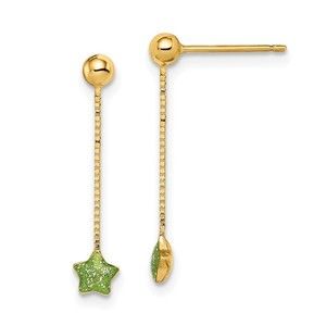 14k Madi K Enameled Star Chain Dangle Post Earrings